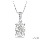 1/6 ctw Oval Shape Diamond Lovebright Pendant in 14K White Gold with Chain